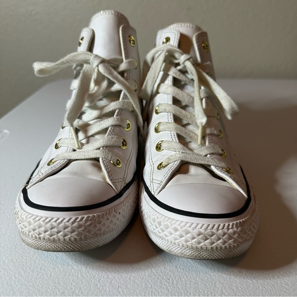 Converse White and Gold Studded High-Top Sneakers - Picture 7 of 10